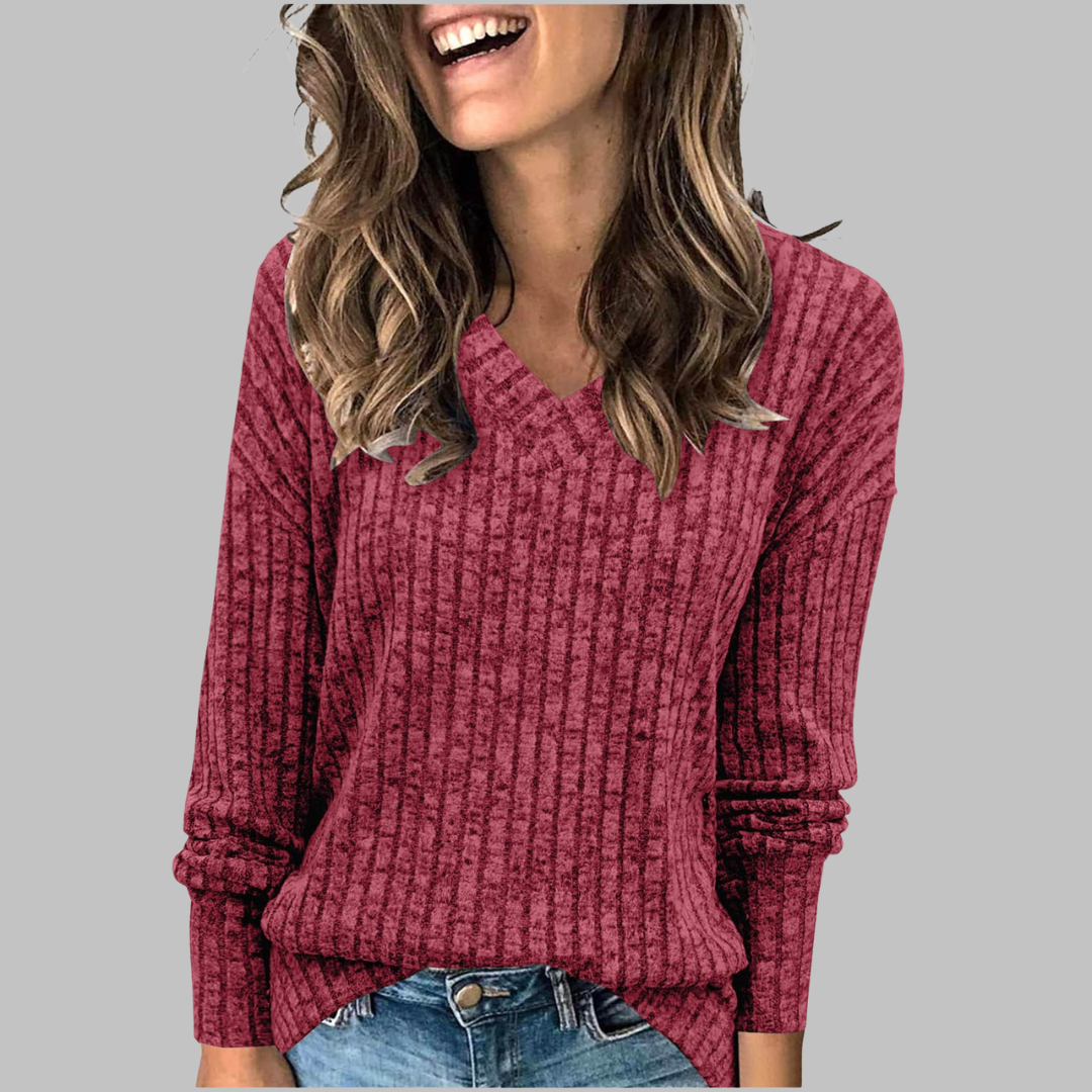 Women's oversized knit jumper with vertical rib texture