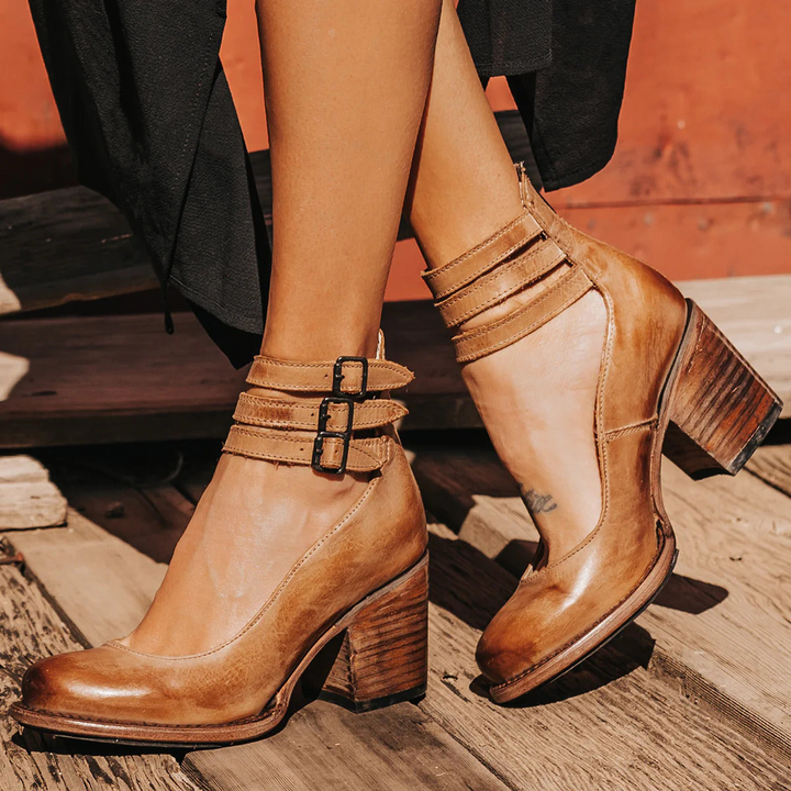 Heels For Women | Buckle Strap Block Style