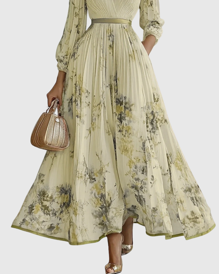 Women's Wedding Guest Midi Dress | Pleat V-Neck