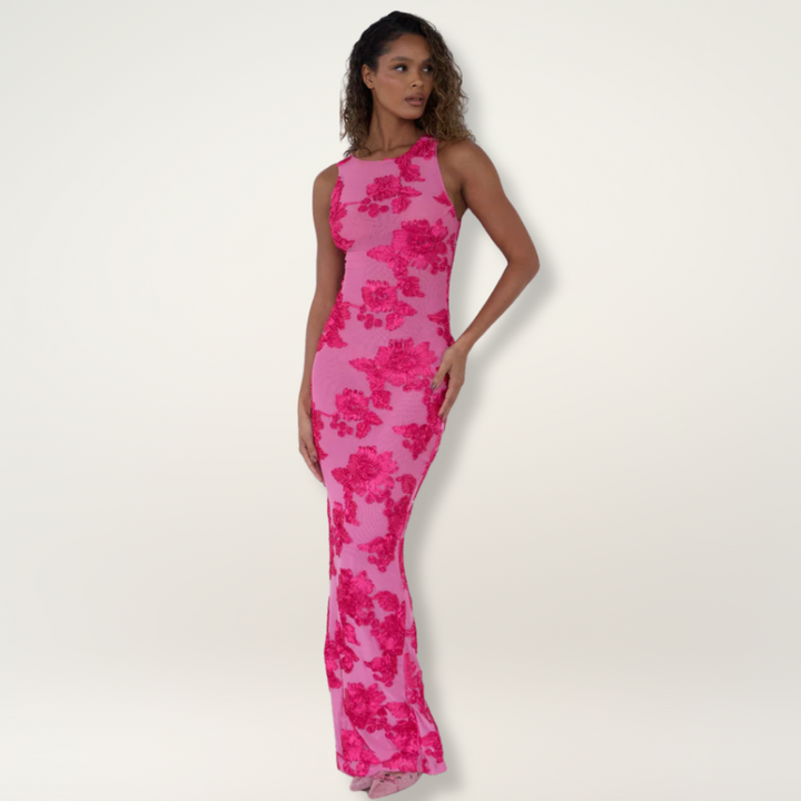 Women's Maxi Dress | Floral Print Fitted Silhouette