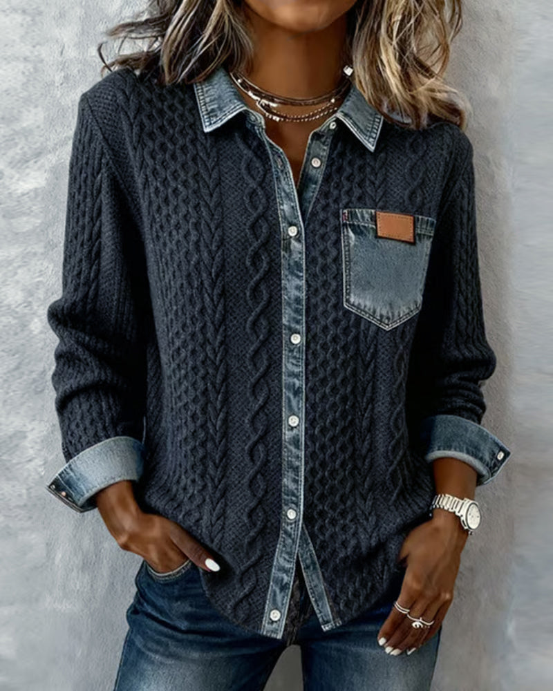 Women’s Blouse | Cable-Knit Long-Sleeve
