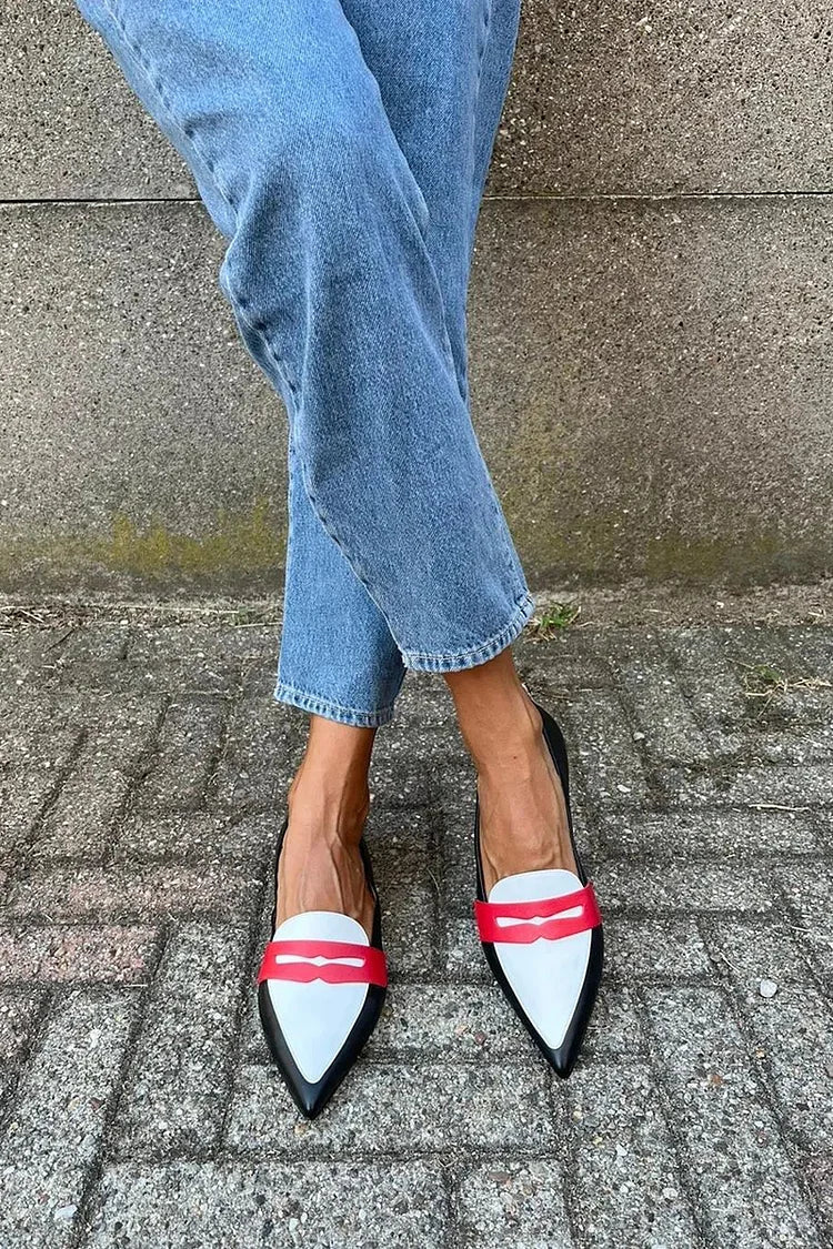 Loafers For Women | Pointed Toe Color Block