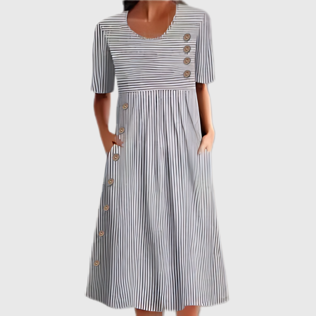 Casual Dress for Women | Side Buttons Short Sleeve Shape