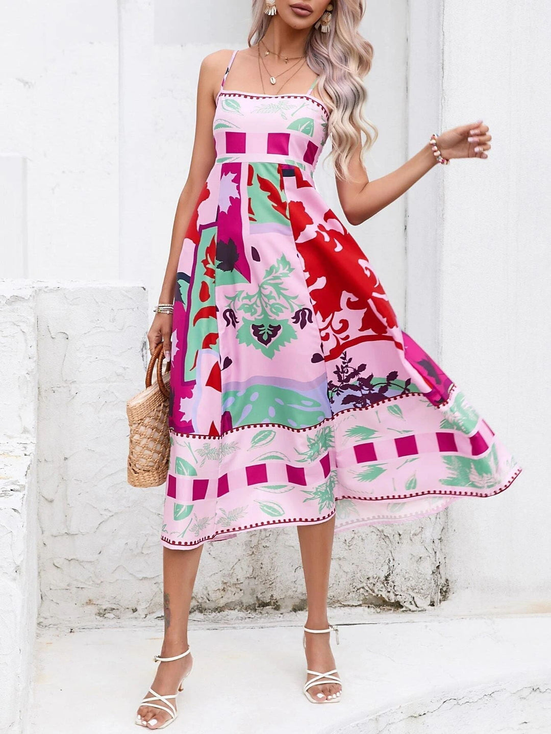 Women's Boho Midi Dress | Squareneck