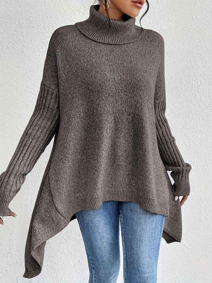 Women's Sweater | Folded Turtleneck Loose Fit