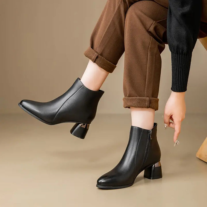 Boots For Women | Ankle Block Heel Rounded Toe Style
