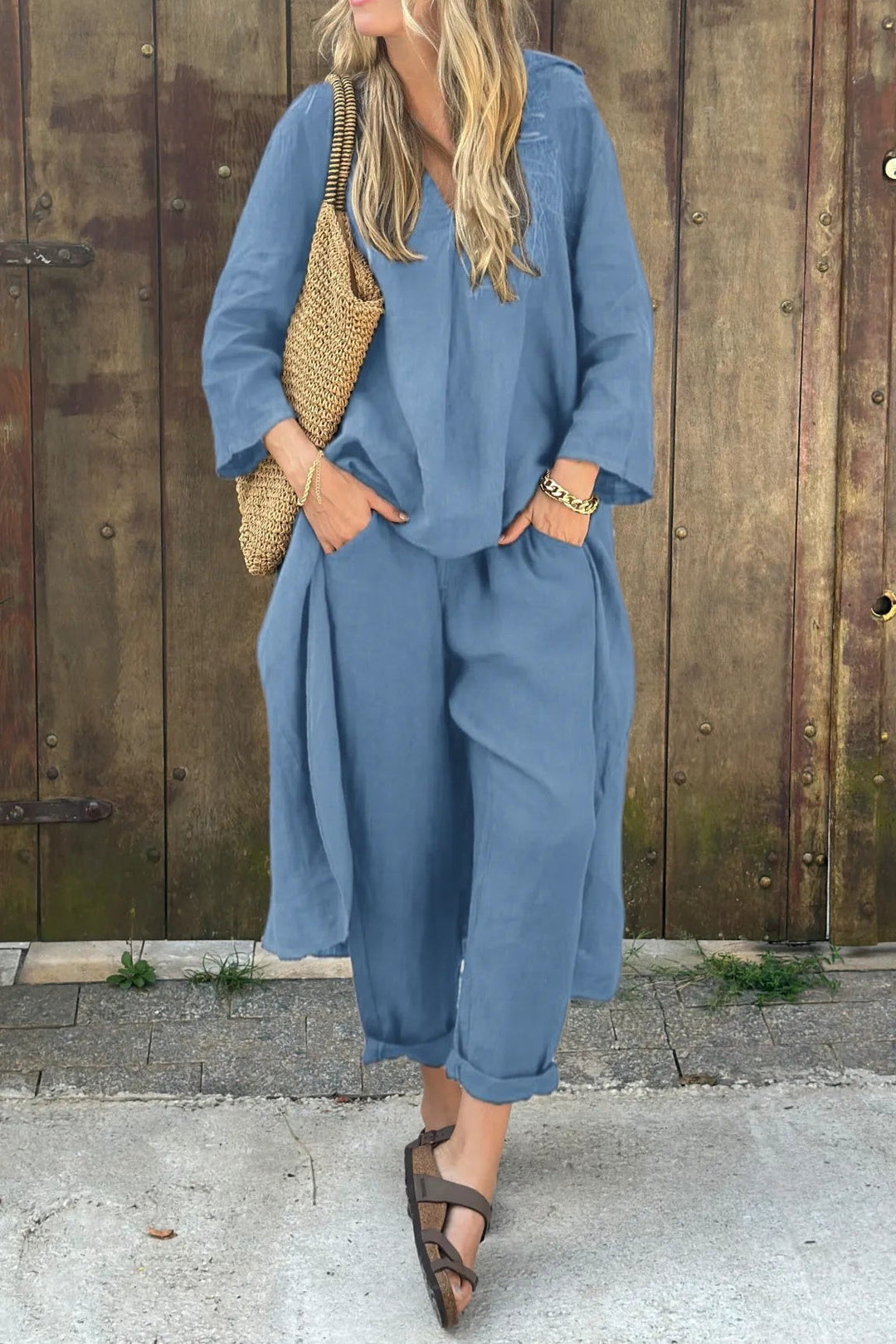 Women’s Two-Piece Set | Relaxed Long Top and Loose-Fit Pants