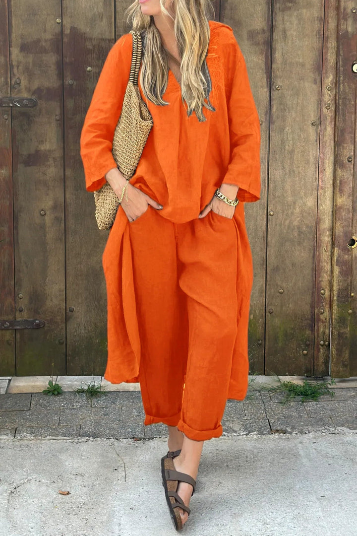Women’s Two-Piece Set | Relaxed Long Top and Loose-Fit Pants