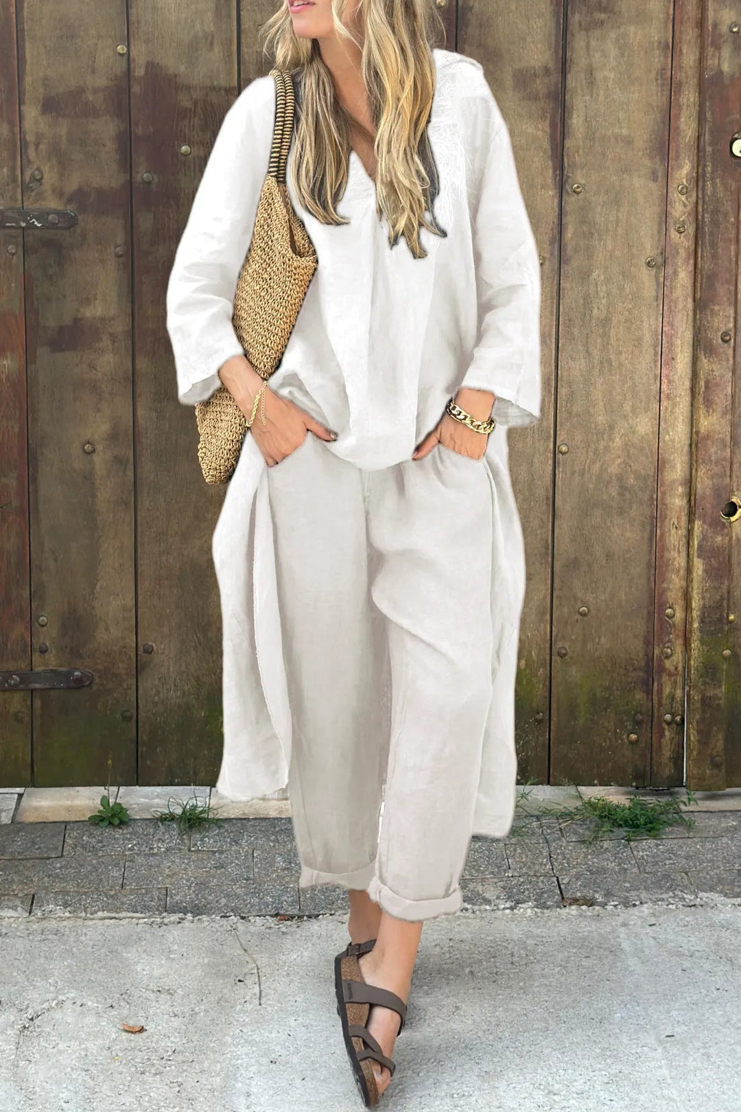 Women’s Two-Piece Set | Relaxed Long Top and Loose-Fit Pants
