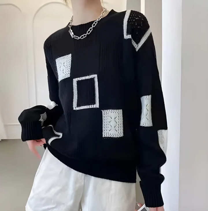 Sweater for Woman | Patchwork Pattern Crewneck