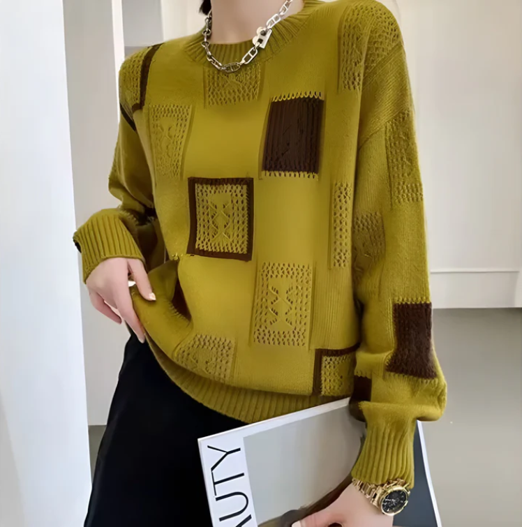 Sweater for Woman | Patchwork Pattern Crewneck