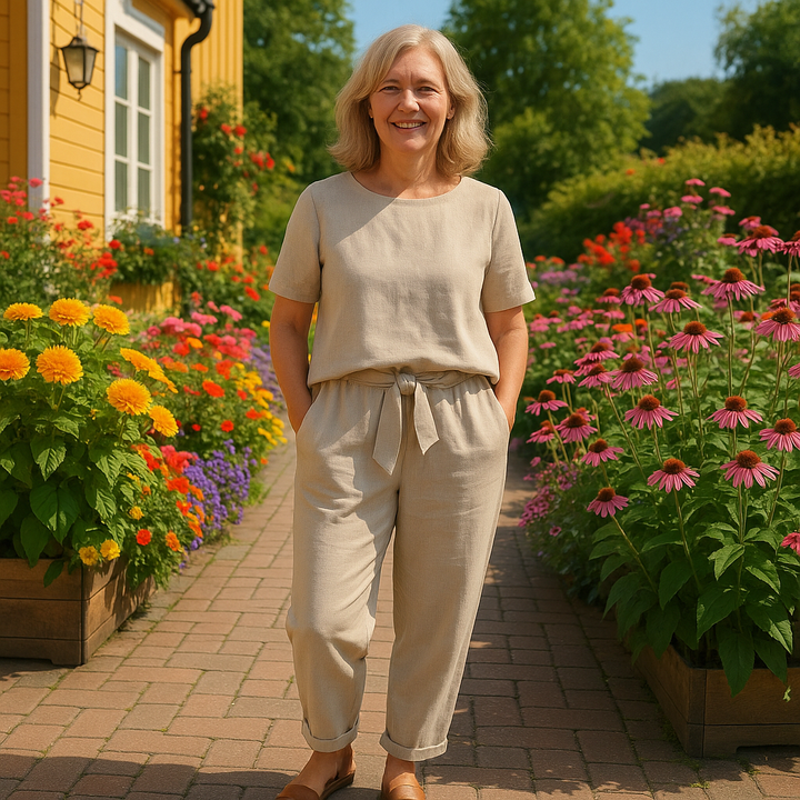 Women’s Two-Piece Set | Casual Top & Tapered Pants