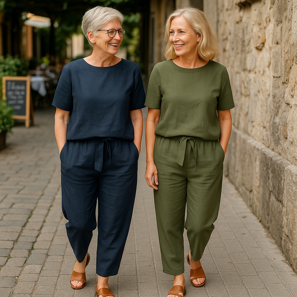 Women’s Two-Piece Set | Casual Top & Tapered Pants