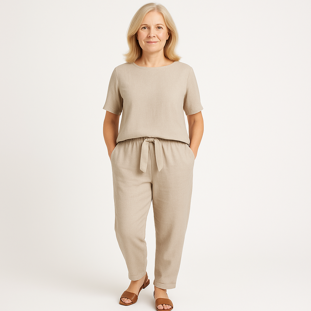 Women’s Two-Piece Set | Casual Top & Tapered Pants