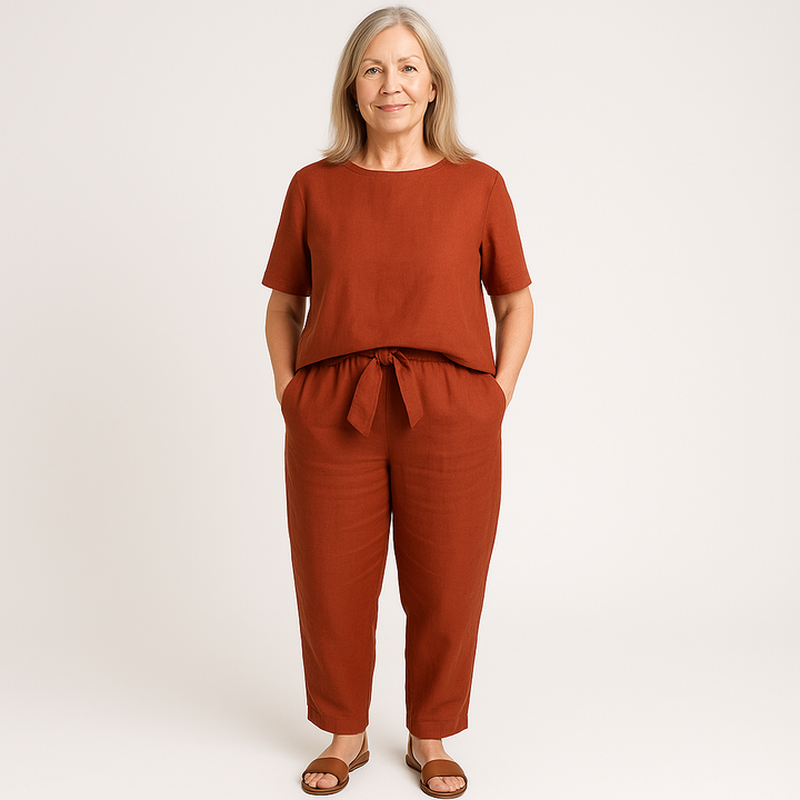 Women’s Two-Piece Set | Casual Top & Tapered Pants