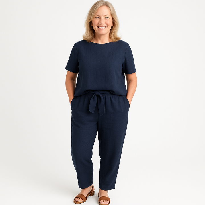 Women’s Two-Piece Set | Casual Top & Tapered Pants