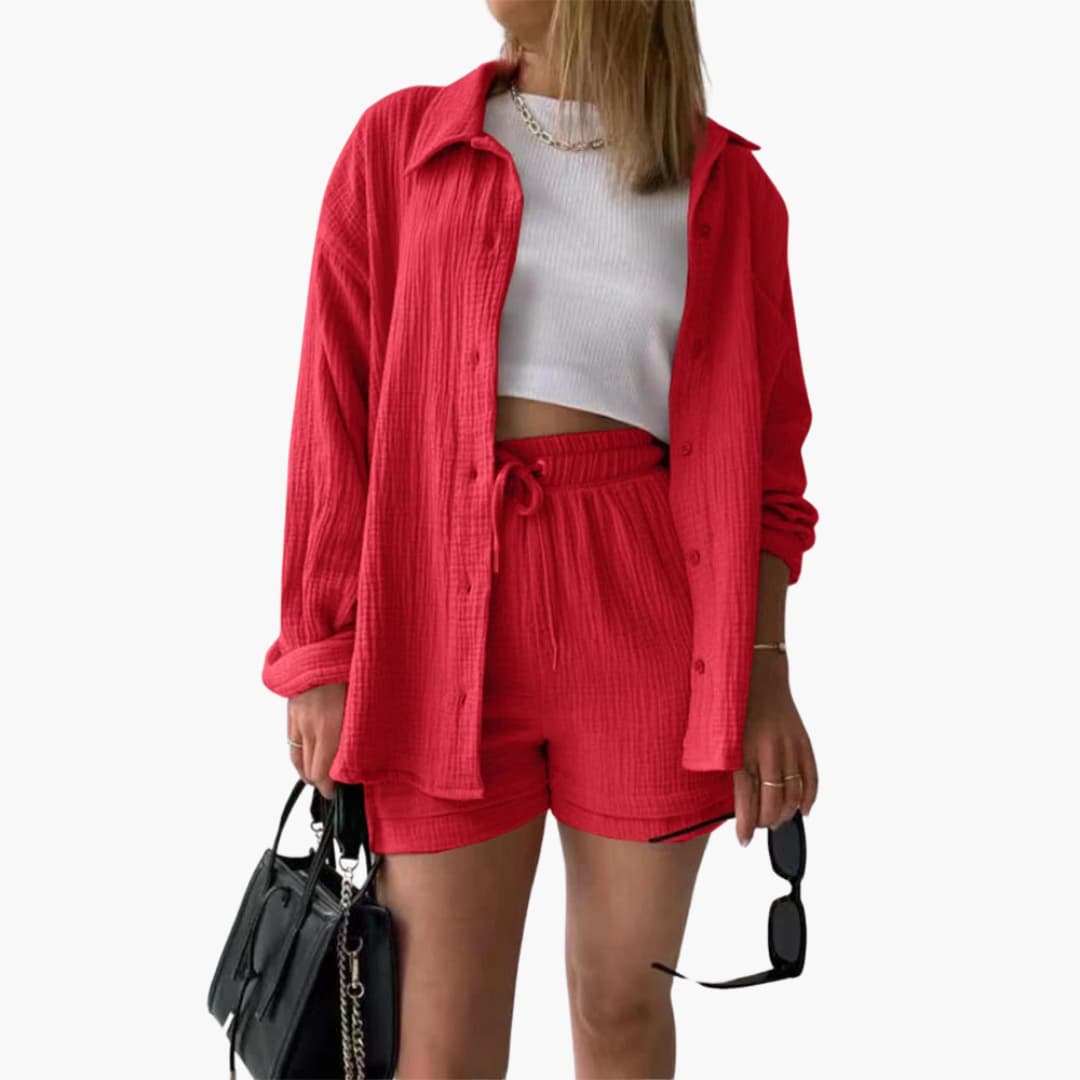 Women’s Outfit Set | Button Crop Shorts