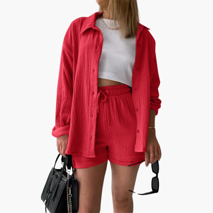 Women’s Outfit Set | Button Crop Shorts