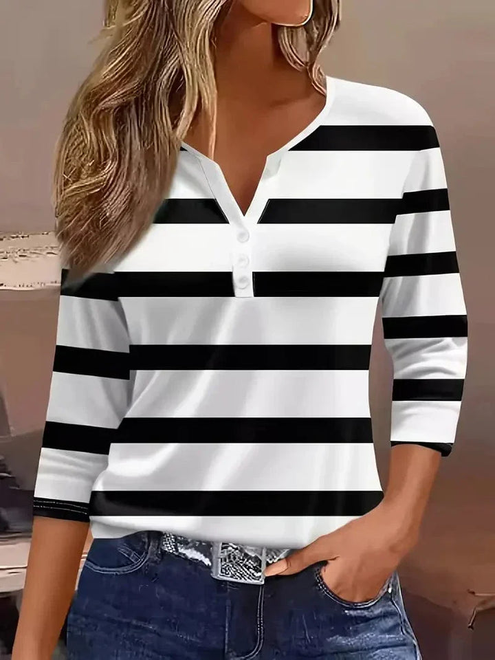 Top For Women | Striped Henley Style