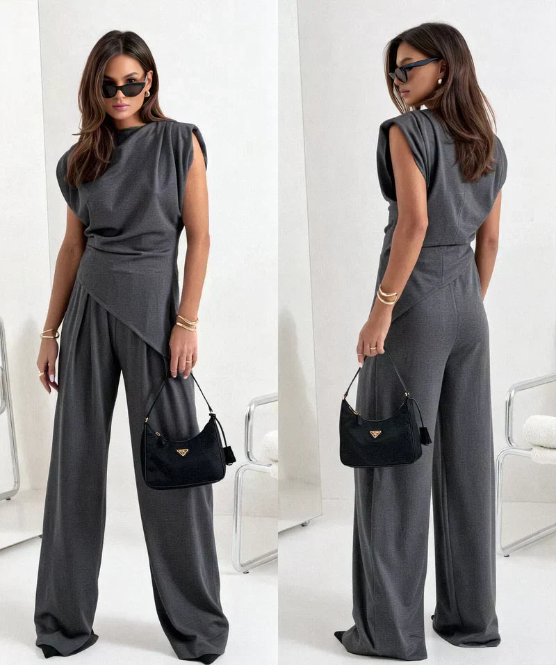 Women's Two-Piece Set | Asymmetrical Straight-Leg