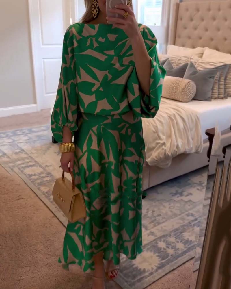 Women’s Coordinated Set | Long Sleeve Top & Midi Skirt