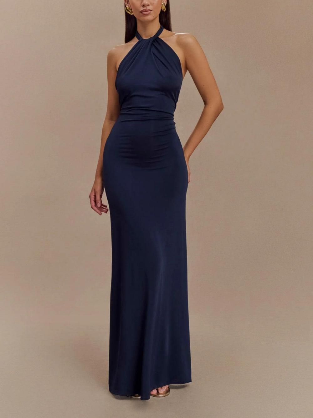 Women’s Dress | Elegant Halter Neck Maxi with Low Back