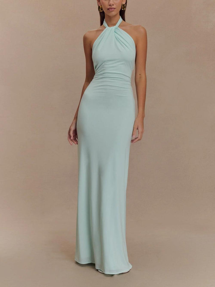 Women’s Dress | Elegant Halter Neck Maxi with Low Back
