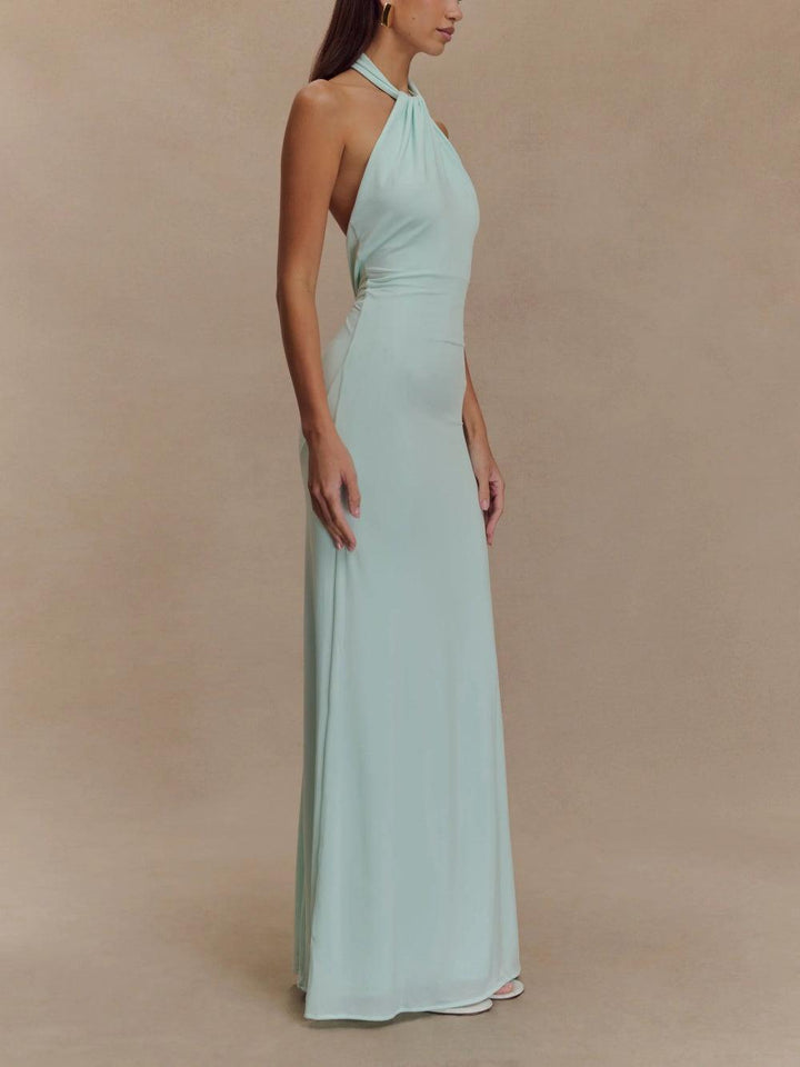 Women’s Dress | Elegant Halter Neck Maxi with Low Back