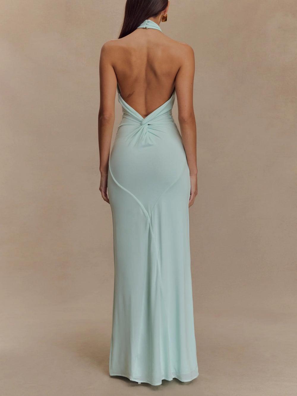Women’s Dress | Elegant Halter Neck Maxi with Low Back