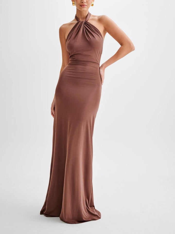 Women’s Dress | Elegant Halter Neck Maxi with Low Back