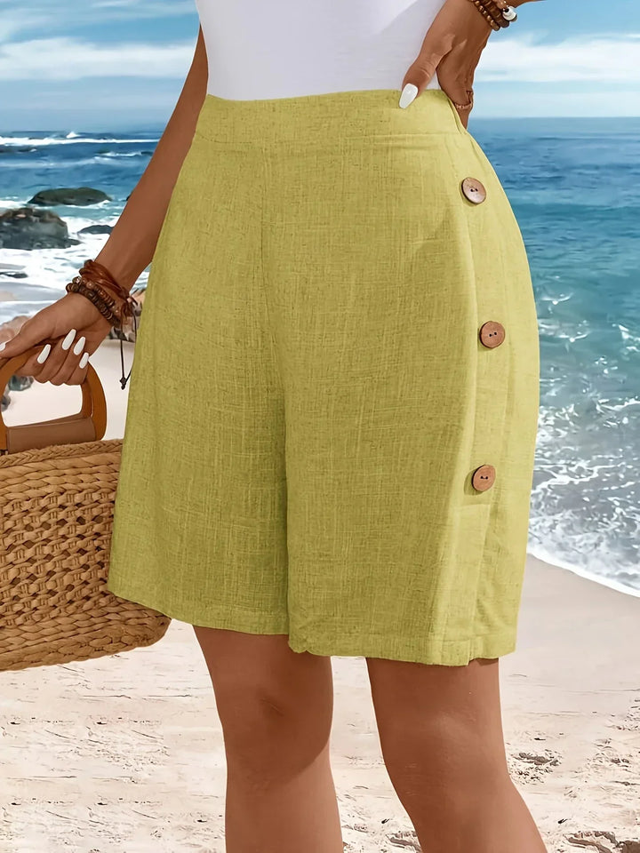 Shorts for Women | Wrap Front Button High Waist