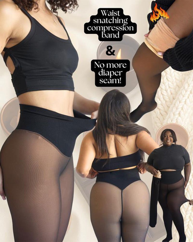 Women's high-waisted sheer full-length leggings with a wide waistband