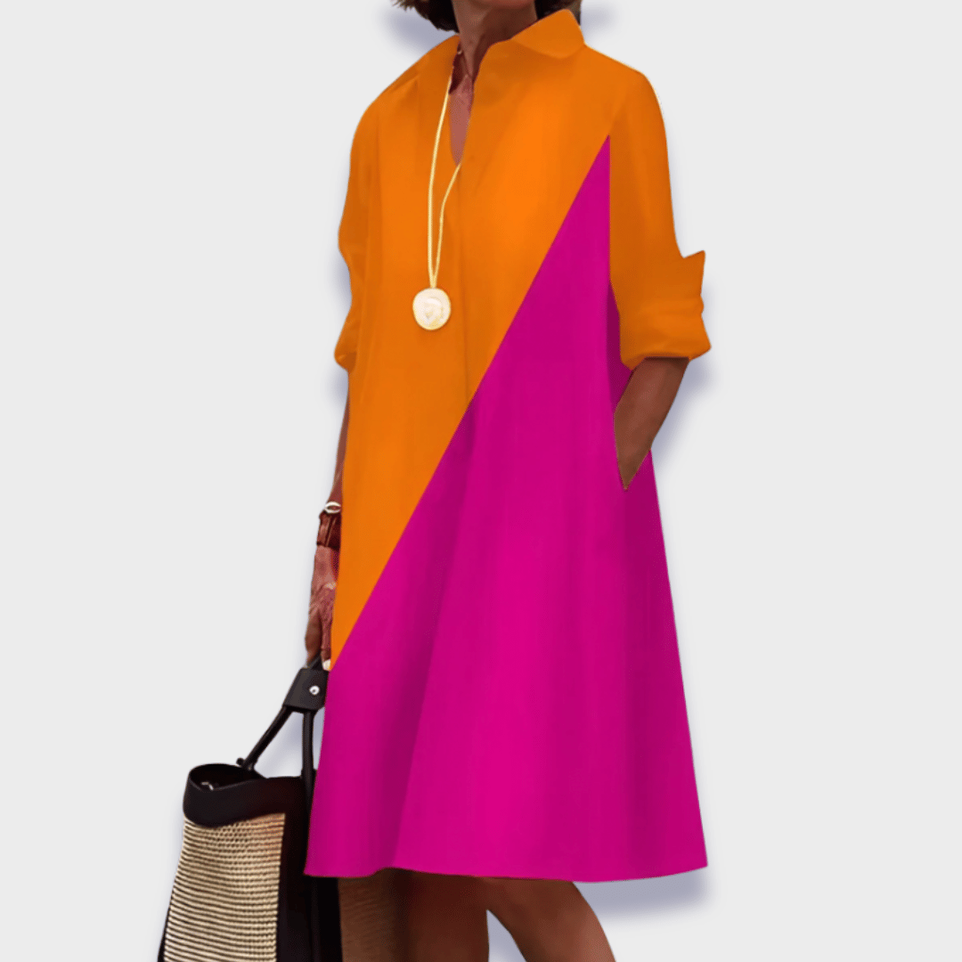 Casual Dress for Women | Mini Color Block with Long Sleeves