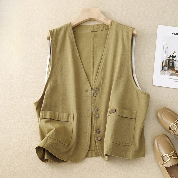 Woman's Vest | Patch Pockets Buttons Down