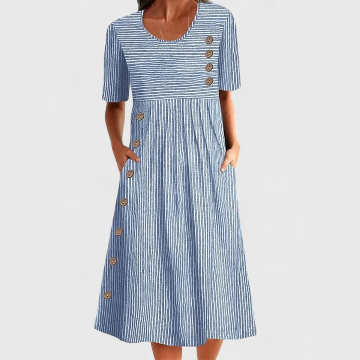 Casual Dress for Women | Side Buttons Short Sleeve Shape