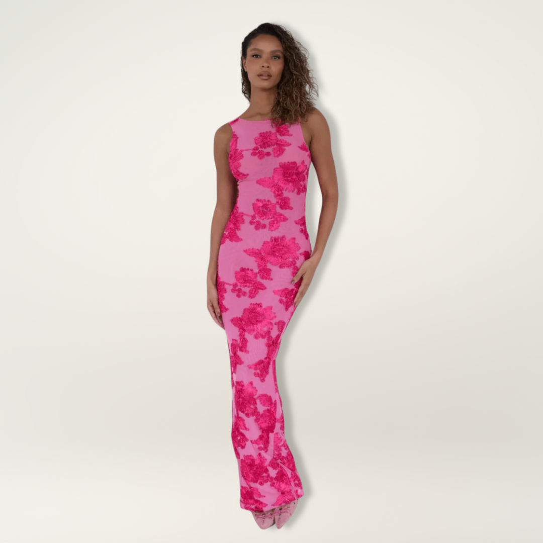 Women's Maxi Dress | Floral Print Fitted Silhouette