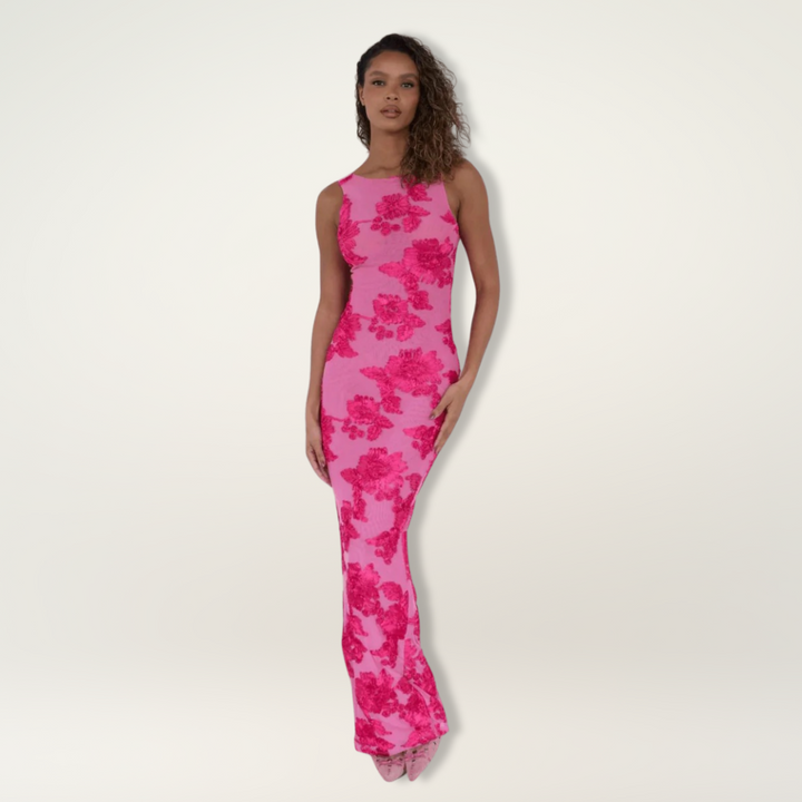 Women's Maxi Dress | Floral Print Fitted Silhouette