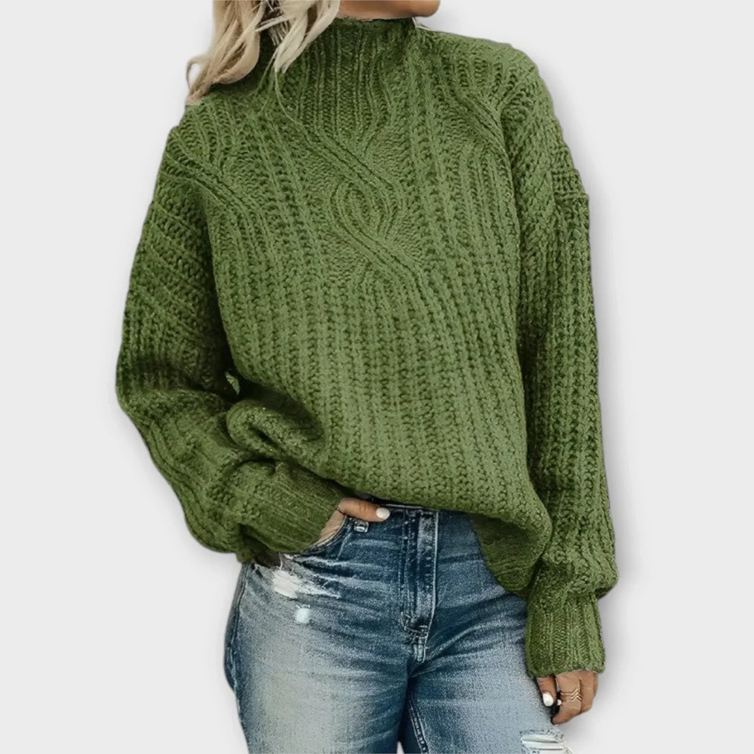 Sweater for Women | Warm Cable-Knit Mock Neck