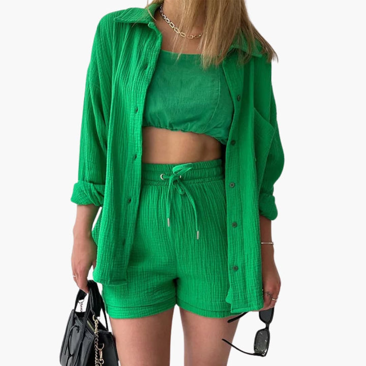 Women’s Outfit Set | Button Crop Shorts