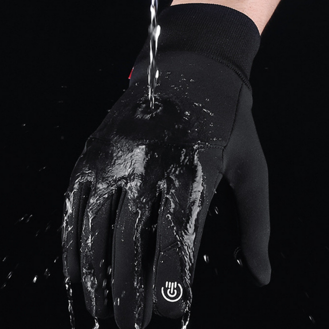 Unisex full-finger touchscreen gloves with textured palms and ribbed cuffs