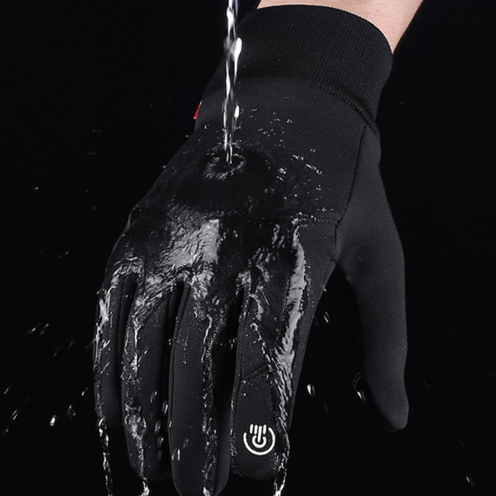 Unisex full-finger touchscreen gloves with textured palms and ribbed cuffs