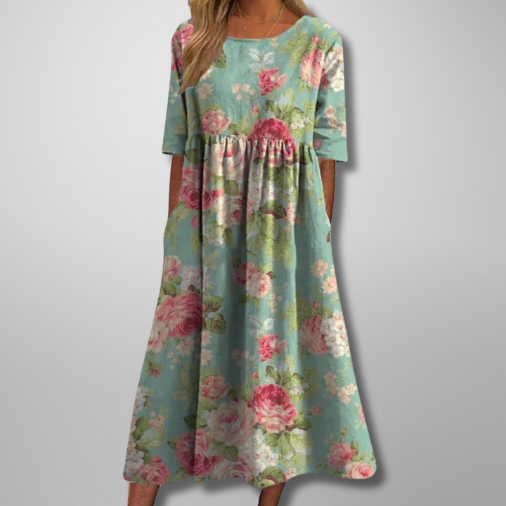 Dress For Women | Midi Round Neck Floral