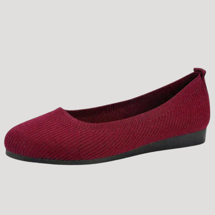 Women's textured knit flat shoes with round toes and low flat soles