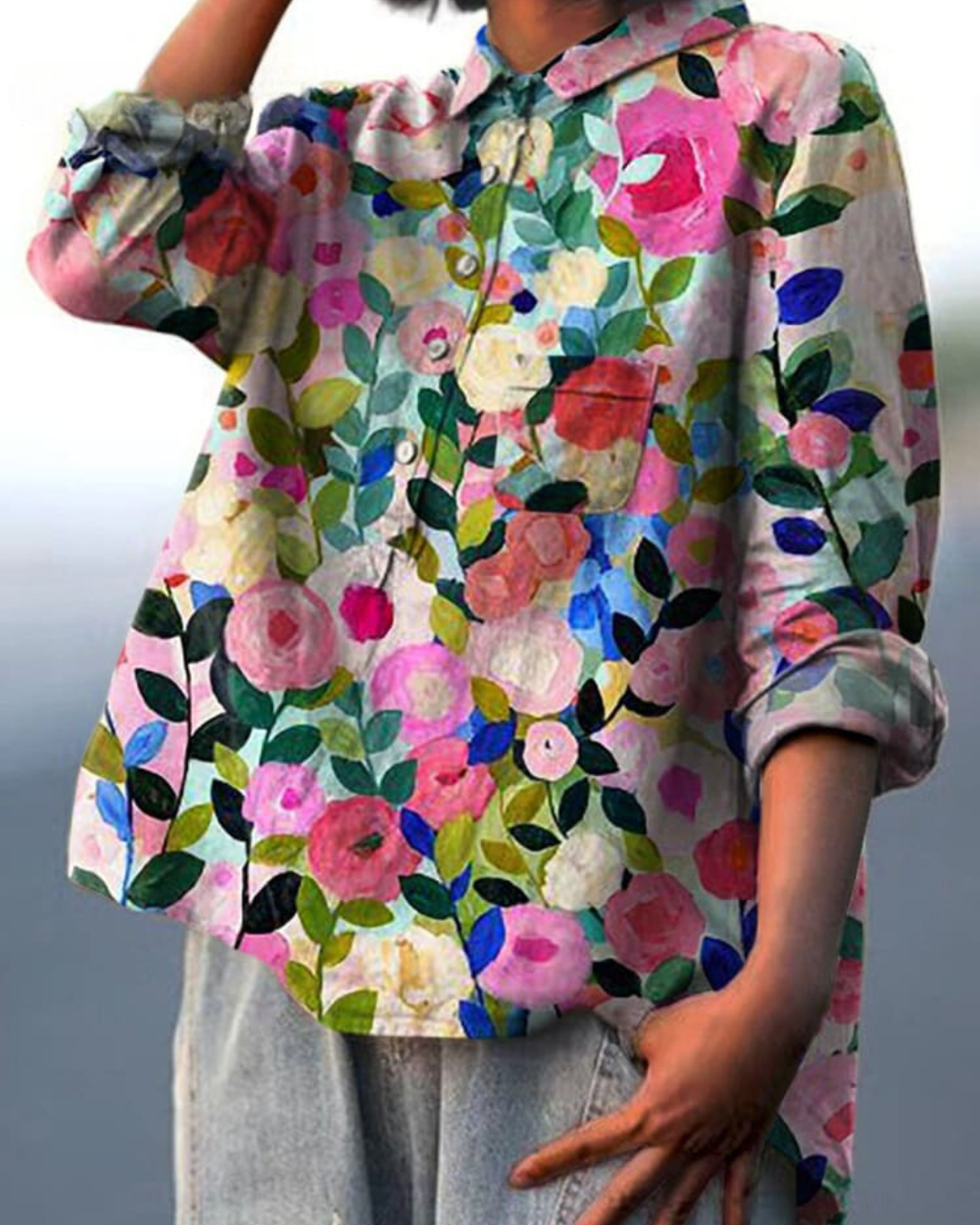Blouse for Women | Button-Front Foral Print