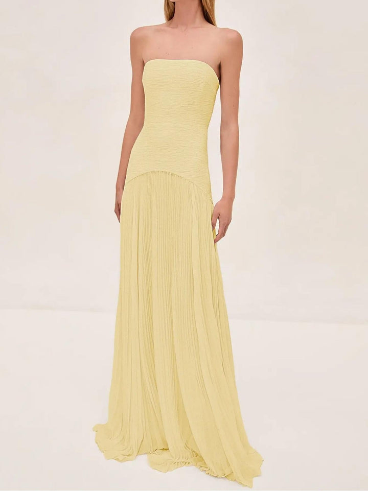 Women's Maxi Sundress | Pleated Strapless