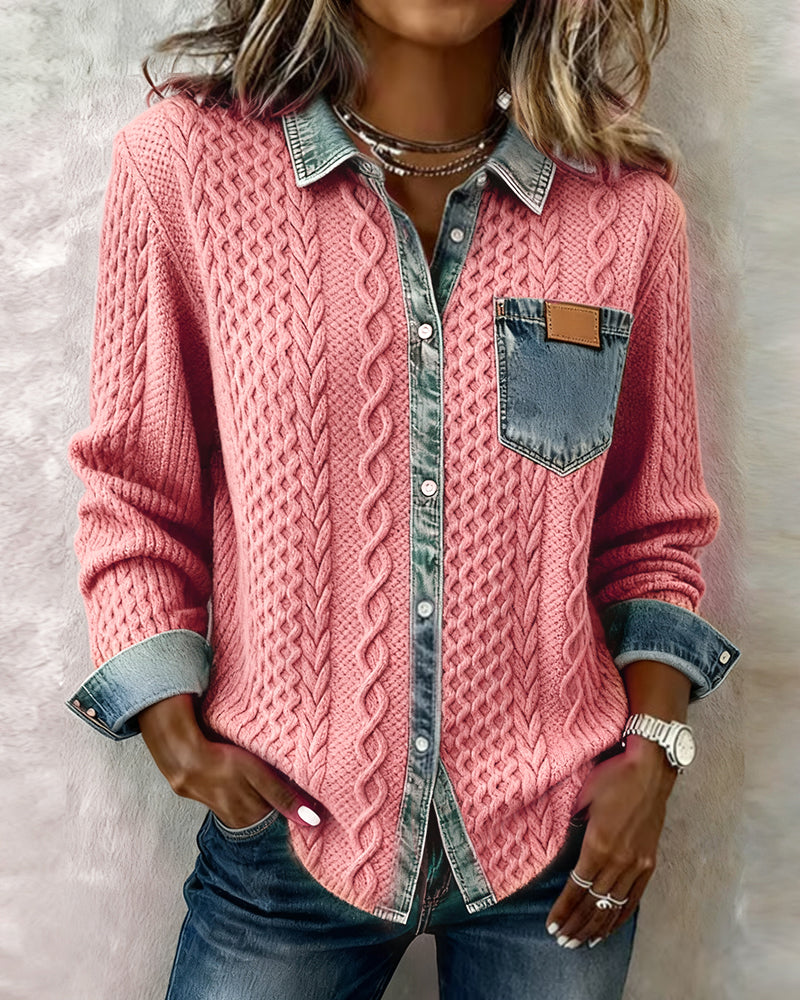 Women’s Blouse | Cable-Knit Long-Sleeve