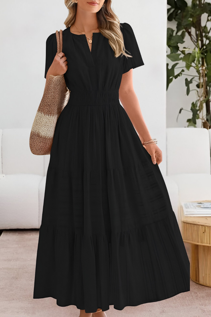 Women's Dress | Short Sleeve Maxi Tiered Skirt