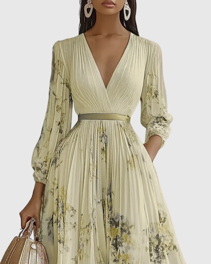 Women's Wedding Guest Midi Dress | Pleat V-Neck