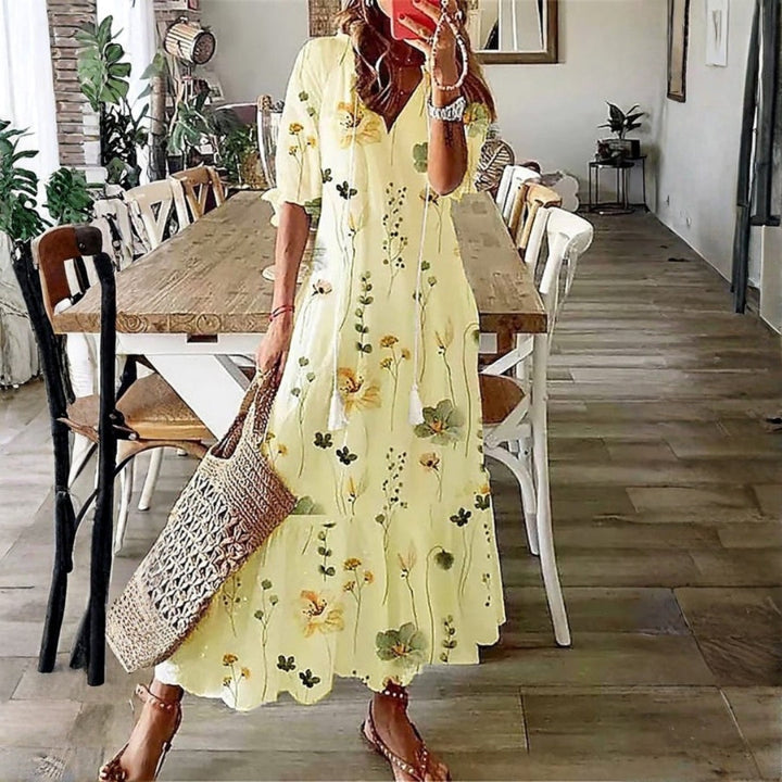 Women's Boho Midi Dress | Floral Short Sleeve