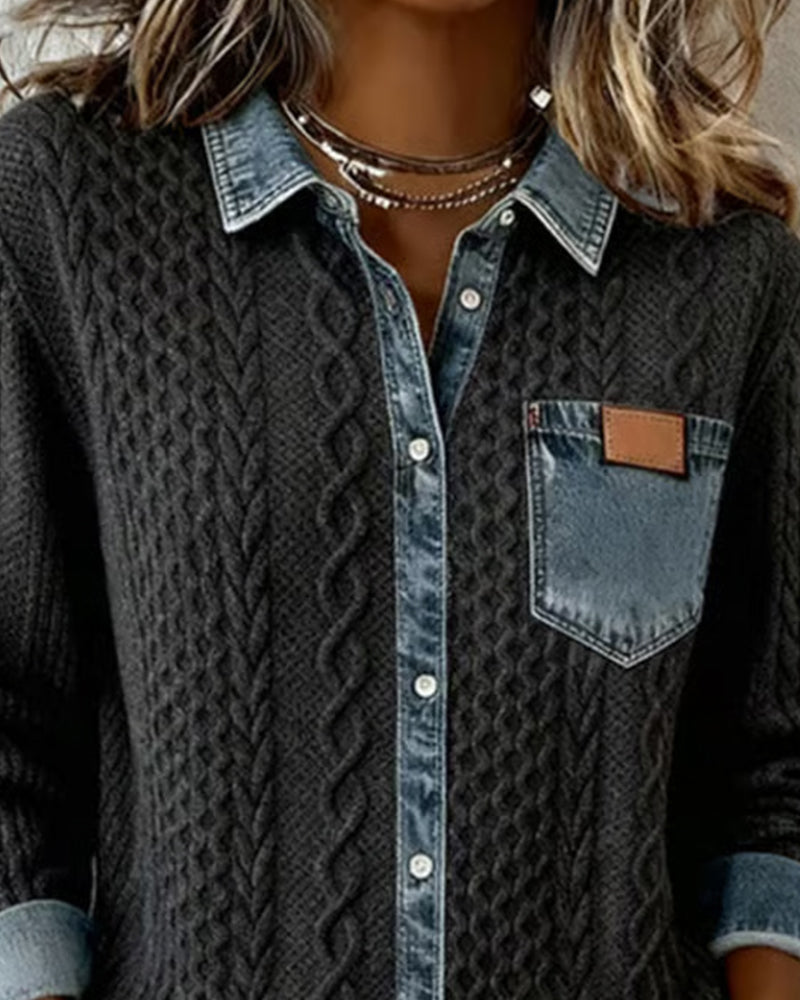Women’s Blouse | Cable-Knit Long-Sleeve